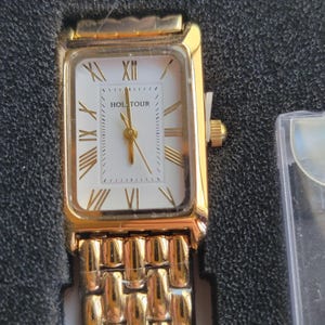 HOLITOUR Womens Watch White Dial Gold Tone Rect Bracelet Dress Quartz Analog image 4