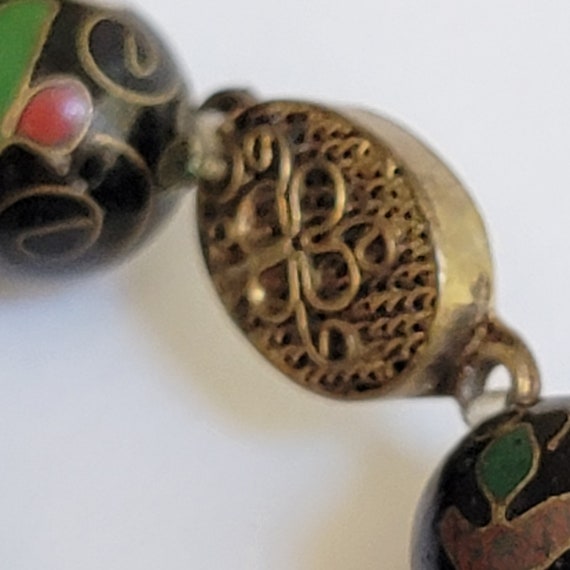 Chinese Cloisonné and Gold Necklace - Vintage Bla… - image 8