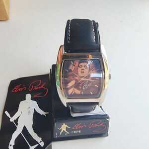 Elvis Presley Mens Watch Multicolor Dial Silver Tone Black Leather Quartz EPE image 5
