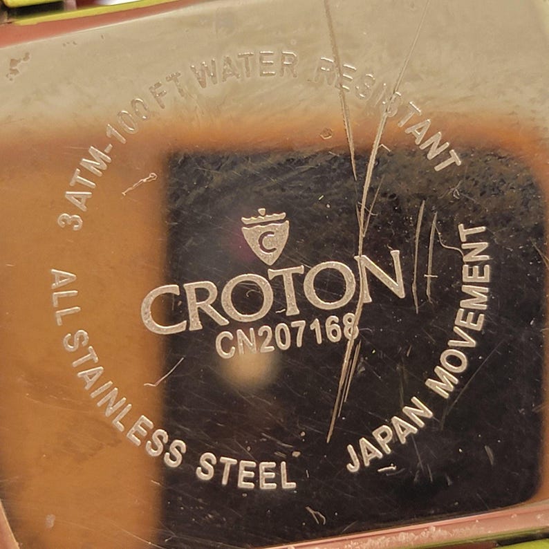 Croton Damklocka Grön Urtavla Silver Tonneau Grönt Armband Quartz CN207168 bild 3