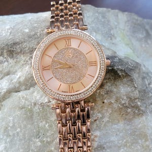 Daisy Fuentes Rose Gold Tone and Crystal Watch Daisy Fuentes Women main image 3