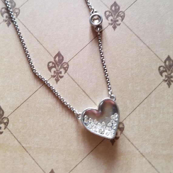 Heart Necklace Pendant Women Chain Crystal  Charm… - image 1