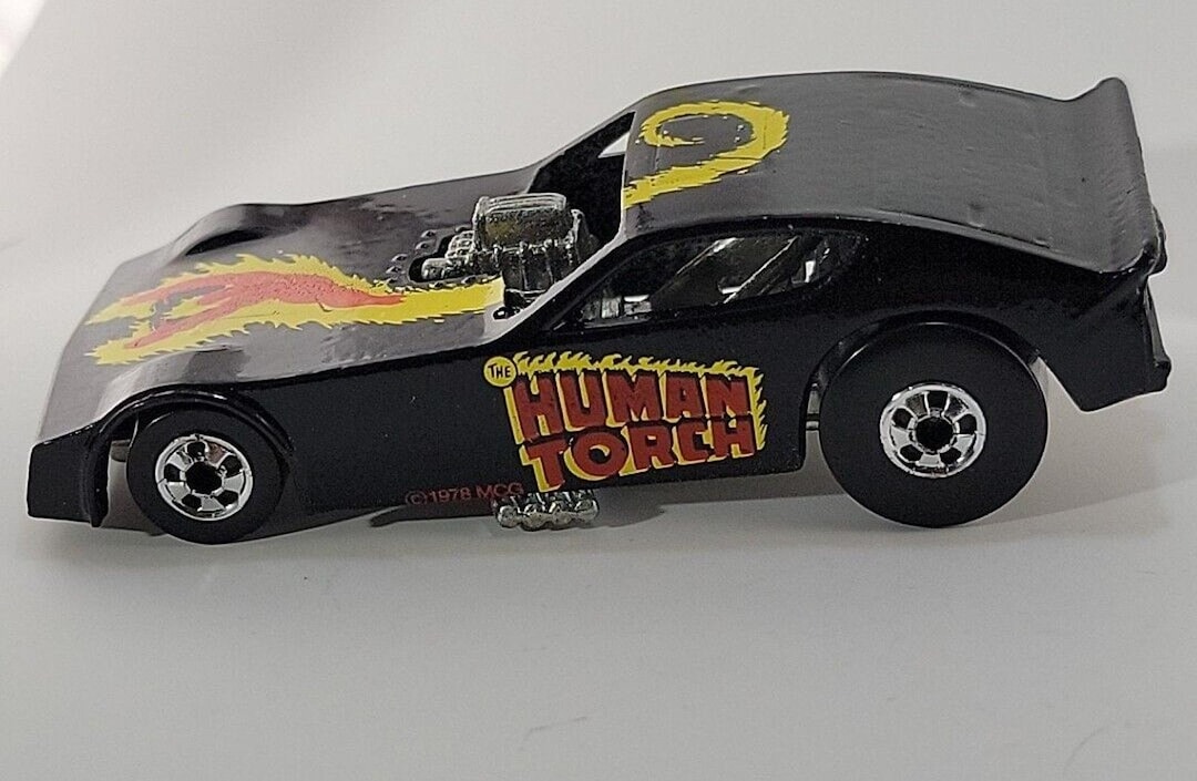 Vintage Hot Wheels Black 1977 Marvel the Human Torch Funny Car 1