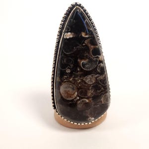 Handmade Fossilized Stone Statement Ring – Size 6 3/4 Sterling Silver