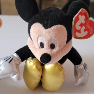 Ty Mickey Mouse Minnie Mouse Sparkle Plush Small Stuffed Toys Pair Disney image 3