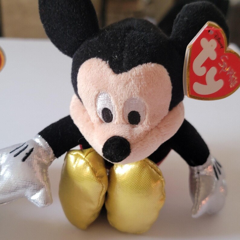 Ty Mickey Mouse Minnie Mouse Sparkle Plush Small Stuffed Toys Pair Disney image 3