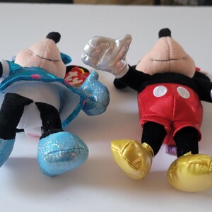 Ty Mickey Mouse Minnie Mouse Sparkle Plush Small Stuffed Toys Pair Disney image 4