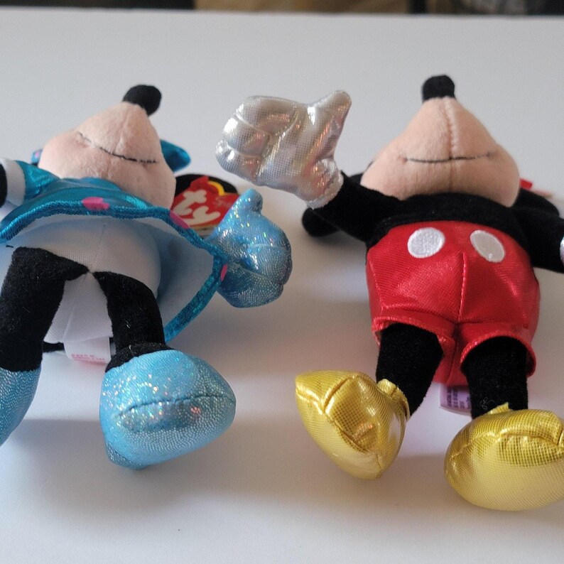 Ty Mickey Mouse Minnie Mouse Sparkle Plush Small Stuffed Toys Pair Disney image 4