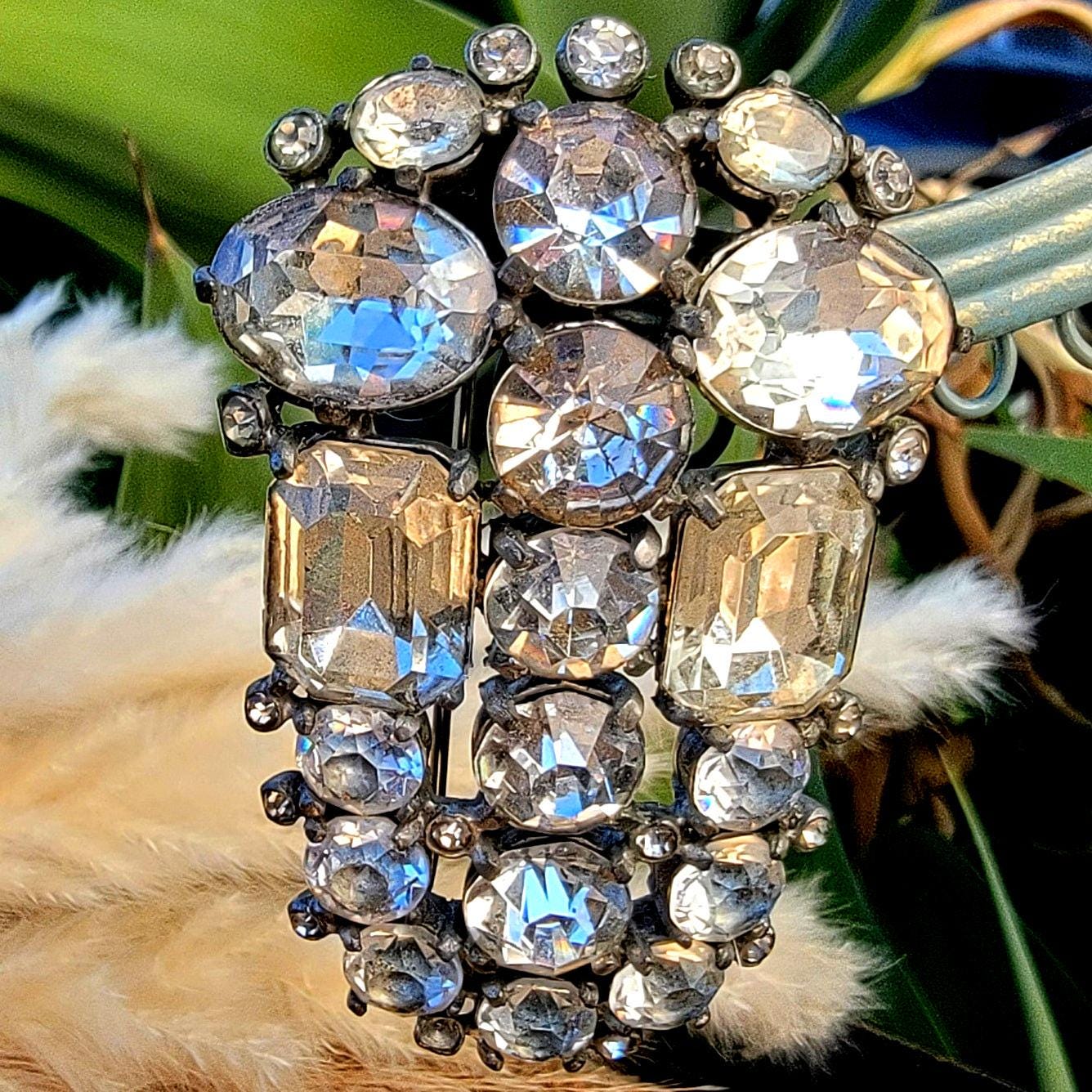 Vintage Eisenberg Originals Rhinestone Fur Clip Heavy Art Deco