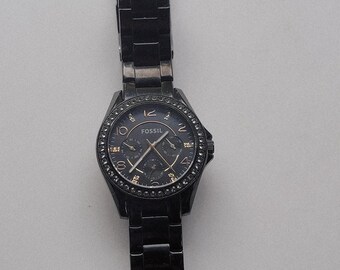 Fossil Womens Watch Black Dial Crystal Bezel Black Stainless Bracelet Quartz Fossil Jacqueline Black Dial Black Mesh Bracelet Watch for Women main image 4
