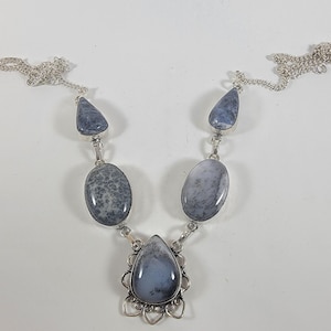 Unique Dendritic Agate Pendant Necklace Sterling Silver Handmade Artisan Jewelry