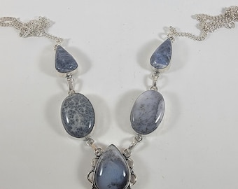 Unique Dendritic Agate Pendant Necklace Sterling Silver Handmade Artisan Jewelry