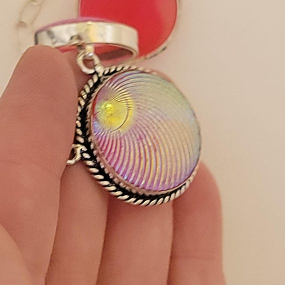 Handmade Iridescent Shell Necklace: Vintage Silve… - image 8