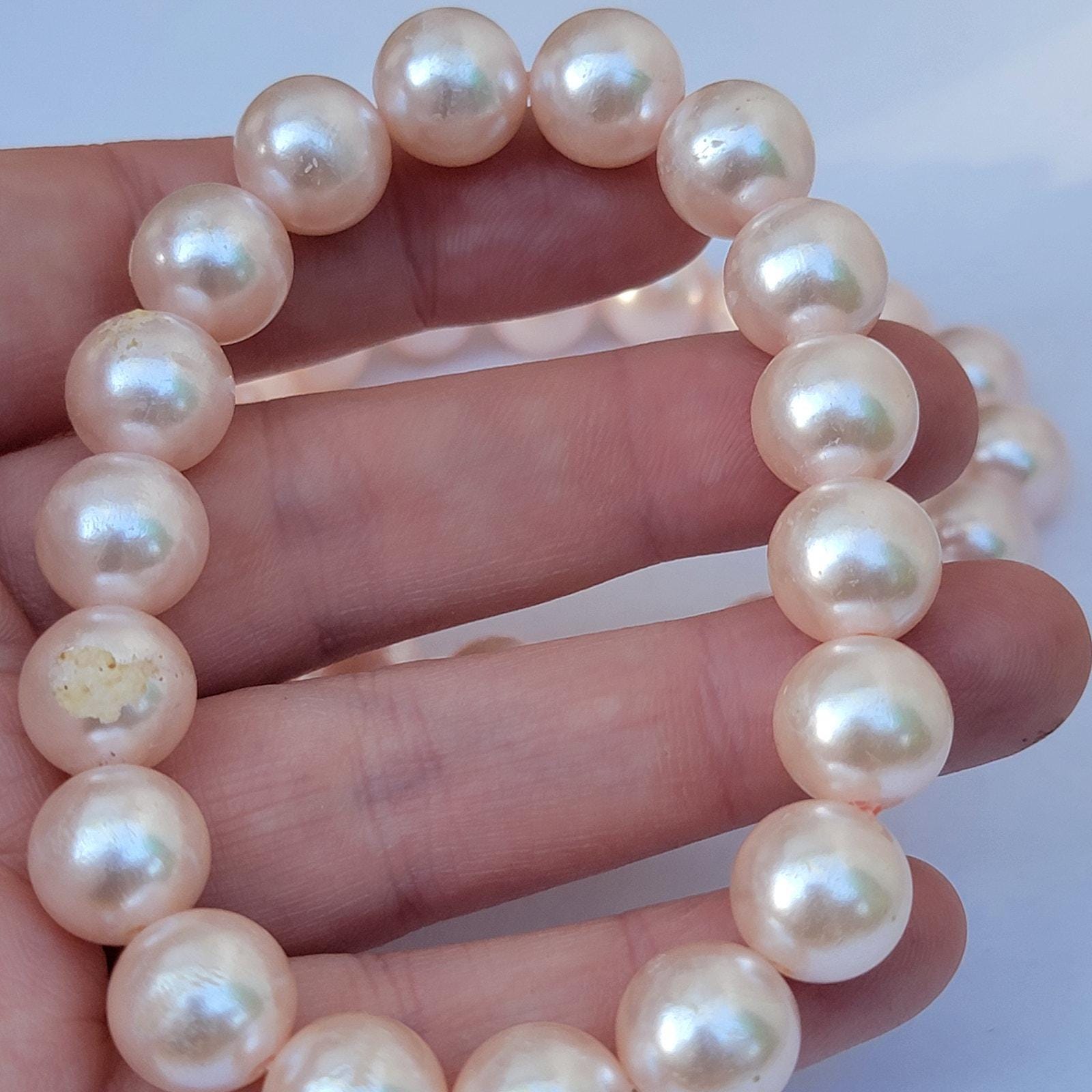 Vintage Pink Pearl Bracelet Stretch Pastel Faux Pearls 80s 90s 