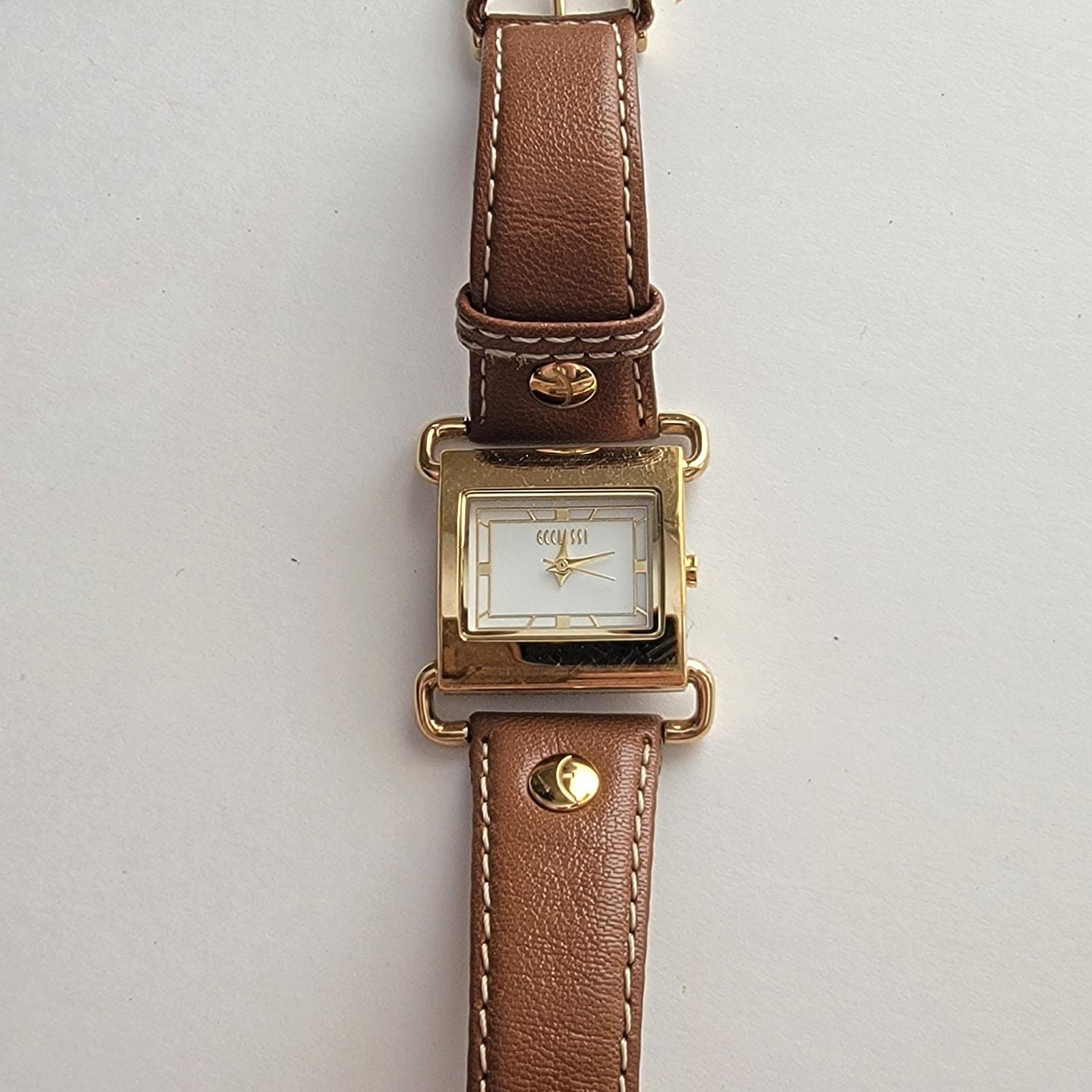Vintage Watches Gossip Square Gold Watch Brown Leather Strap 