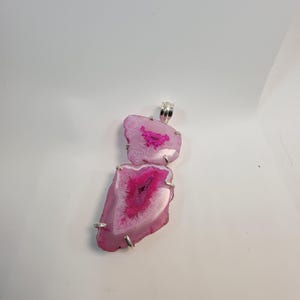 Handmade Pink Agate Pendant with Sterling Silver Setting Unique Gemstone Design