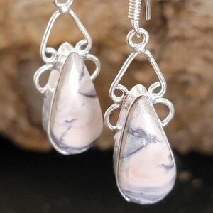Sterling Silver Teardrop Marble Dangle, Handmade, 1.44 Inches