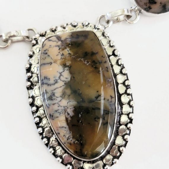 Dendritic Agate Statement Necklace - Silver Artis… - image 8