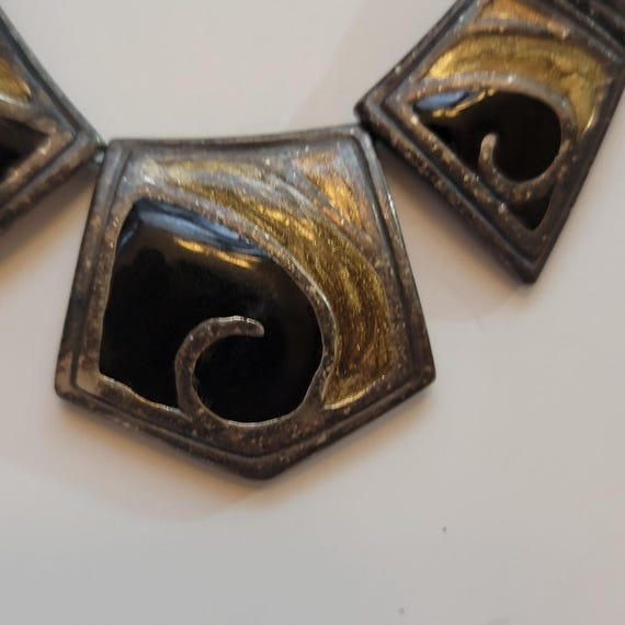 Chico’s Statement Necklace with Geometric Gold Si… - image 3