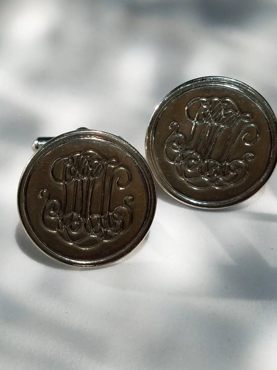 Vintage Round Cufflinks for Men, Unique Silver Cuf