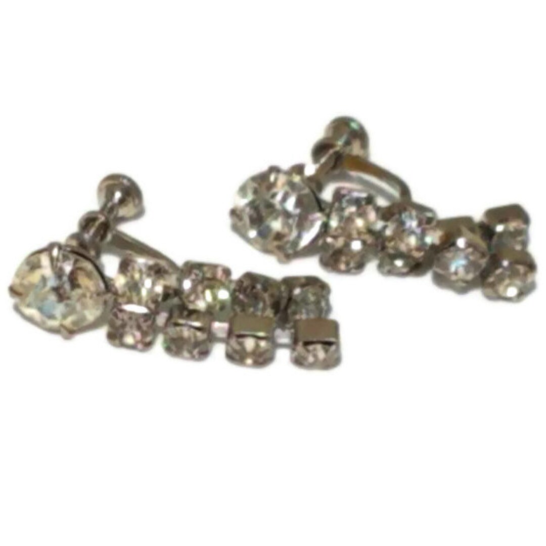 Clip on Earrings, Vintage Rhinestone Clipon Earrings, Statement