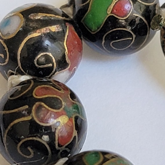 Chinese Cloisonné and Gold Necklace - Vintage Bla… - image 3