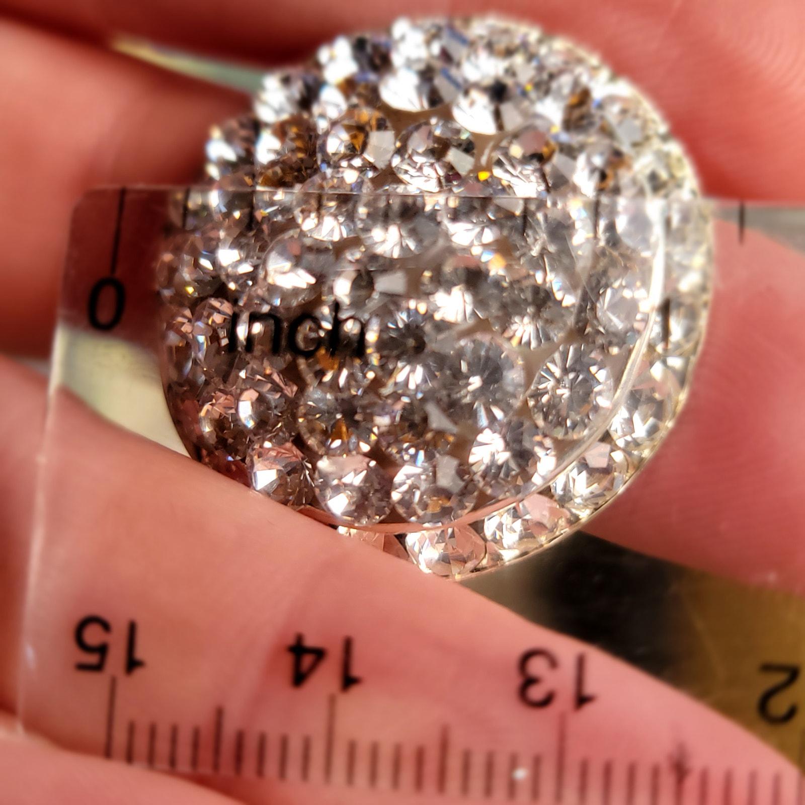 Clips D'Oreilles Vintage En Dôme Émaillé Et Strass - Occasion