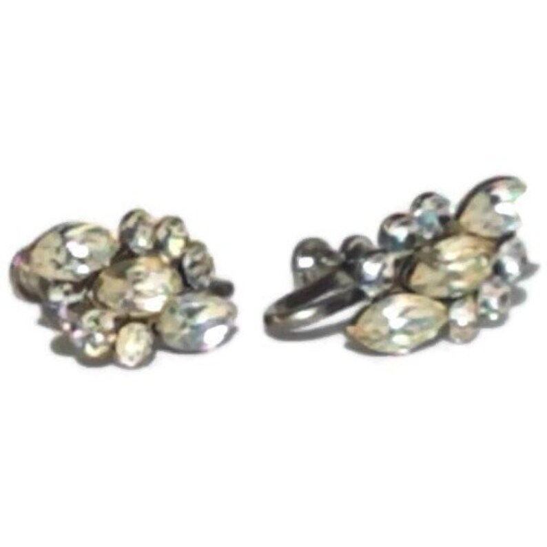 Clip On Earrings, Vintage Rhinestone Clip-on Earrings, Statement Earrings, Unique Elegant Clip On Earrings image 3