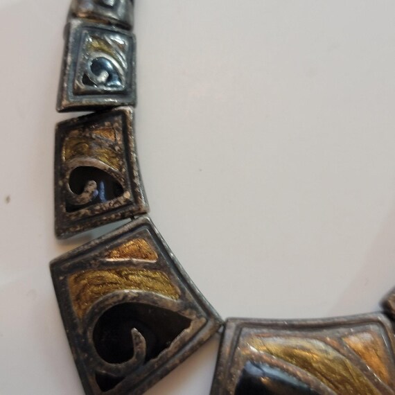 Chico’s Statement Necklace with Geometric Gold Si… - image 5