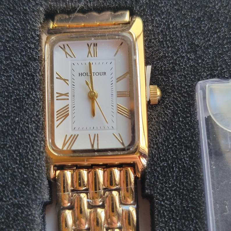 HOLITOUR Womens Watch White Dial Gold Tone Rect Bracelet Dress Quartz Analog image 5