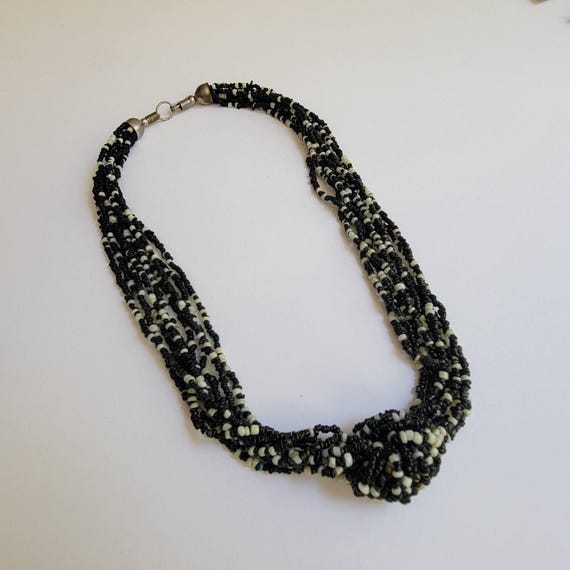 Multi-Layer Monochrome Bib Knot Statement Necklace - image 2