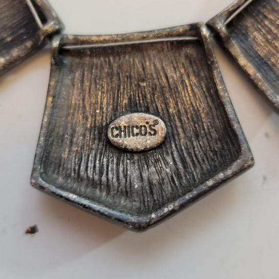 Chico’s Statement Necklace with Geometric Gold Si… - image 8