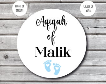 Personalised Aqiqah Stickers | Footprint Party Bag Favours | A4 Sheet Choice Of Sizes | Custom Labels | Celebration Stickers | Baby Feet