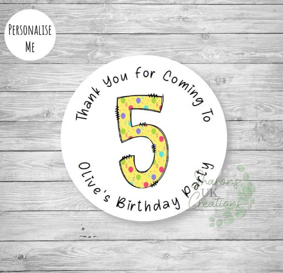 Personalised Birthday Age Stickers Age Party Bag Labels Balloons