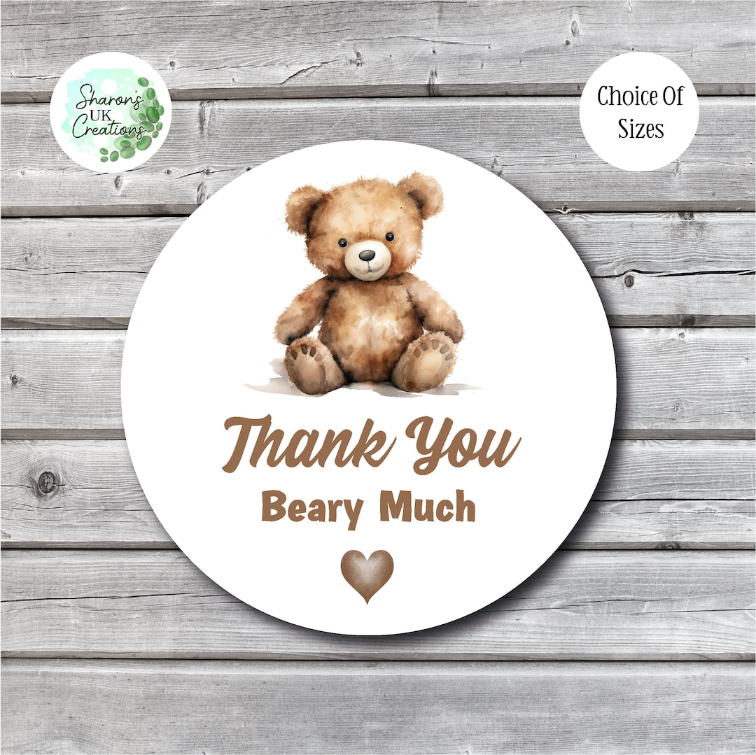 Teddy Bear Baby Shower Stickers Cute Bear Design Party Bag Favours Gift
