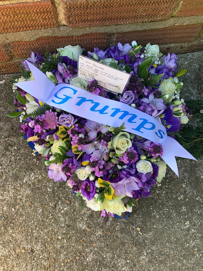 Personalised Satin Funeral Wreath Ribbon Floral Tribute | Etsy