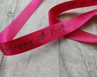 Personalised 25mm Birthday Ribbon * Custom Printed Ribbon * Birthday Gift Wrap * Occasion Ribbon * Celebration * 1 Metre Lengths