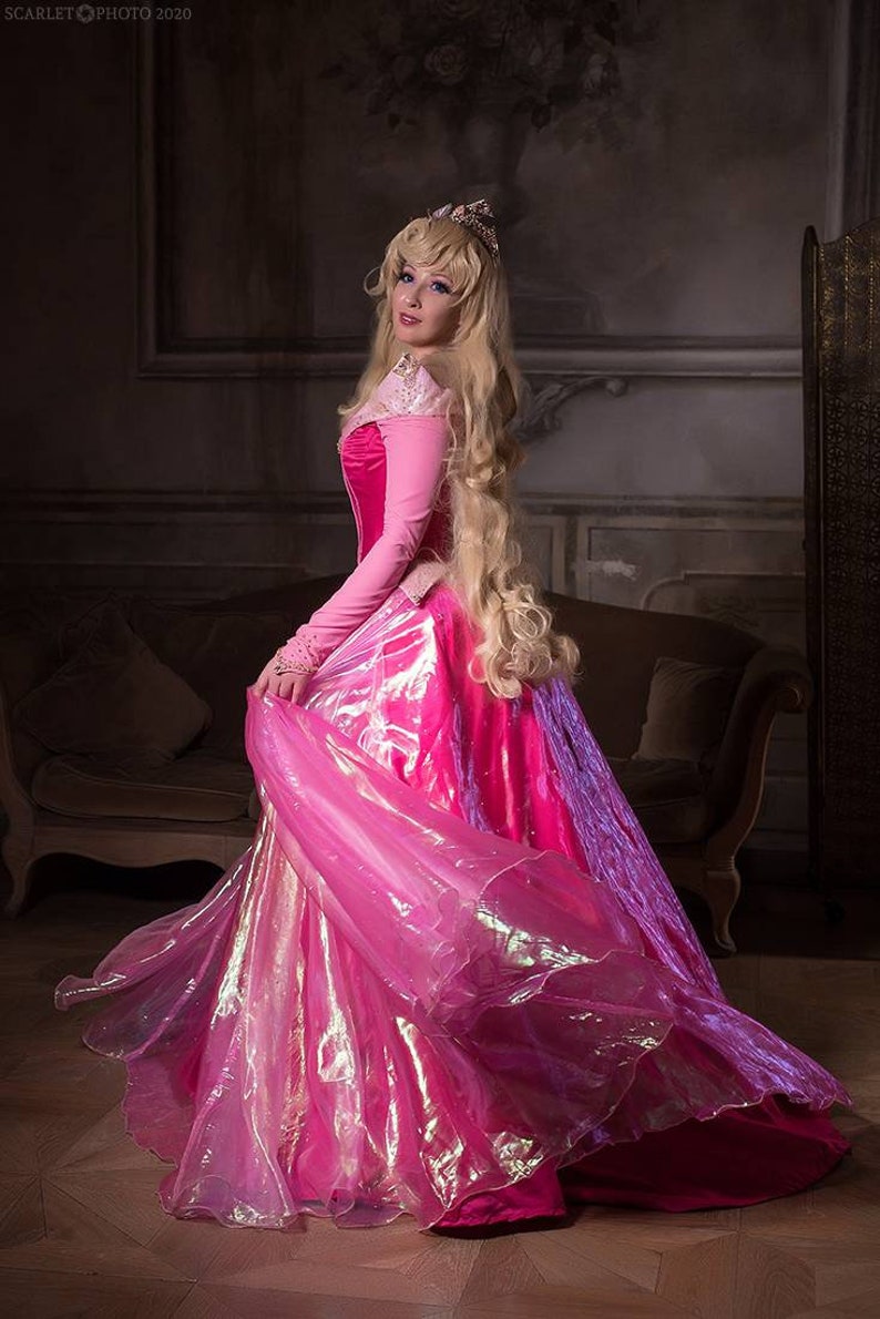 Princess Aurora Sleeping Beauty Adult Dress Cosplay Pink Ready Etsy