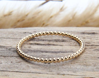 Kügelchenring Roségold Ring 1,5 mm, Feiner Ring, Dünner Goldring 14k, Zarter Verlobungsring Beisteckring Stapelring, Roségold Verlobungsring