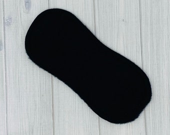 6 inch Black Wingless Liner, Cloth Pad, Incontinence Panty Liner, Period Pad, Reusable Thin Panty Liner, Eco Friendly, Wingless Pad