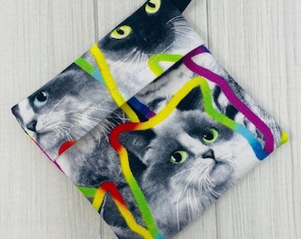 3-Zoll-Regenbogen Kitty Katze Mini Nasstasche, wasserdichte Stofftasche