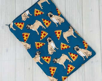 9.5 inch Reusable Snack Bag, Dog Treat Bag, Snack Pouch, Cotton Snack Bag with Zipper, Sandwich Bag, Food Bag, Pug Dog, Eco Friendly Gift