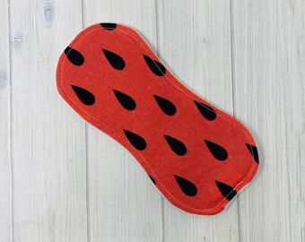 6 inch Wingless Liner, Reusable Cloth Pad Liner, Incontinence Panty Liner, Period Pad, Panty Liner, Washable, Watermelon Print, Eco Friendly