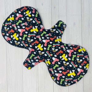 12.5 inch Heavy Overnight Reusable Cloth Pad, Washable Menstrual Pad, Postpartum Pad, Flared Period Pad, Sanitary Napkin, Feminine Hygiene