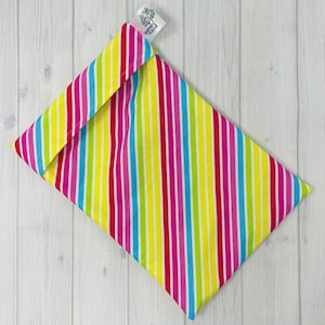 Sac étanche réutilisable de 9,5 x 6 pouces, sac imperméable lavable, pochette pour livre, pochette pour livre, petit sac étanche, rayures vives, tampon de rangement en tissu