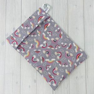 Petit sac étanche de 9,5 x 6 pouces, sac gris arc-en-ciel, sac imperméable réutilisable, pochette pour livre, pochette pour livre, petit sac pour pochette étanche, coussin de rangement en tissu