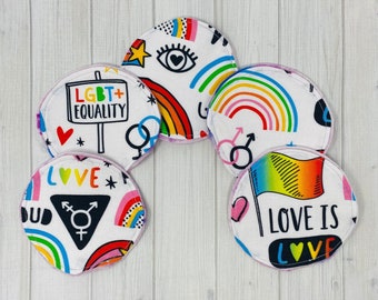 Abschminkpads, wiederverwendbare Make-up-Pads, Baumwollpads, Face Scrubbies, Toner Pad, Bambusvelour, umweltfreundliches Geschenk, Gay Pride, Liebe ist Liebe