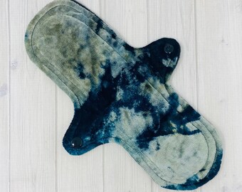 10.5 inch Heavy Reusable Cloth Pad, Washable Pad, Postpartum Pad, Sanitary Pad, Period Pad, Zorb Pad, Hand Dyed, Organic Bamboo Velour