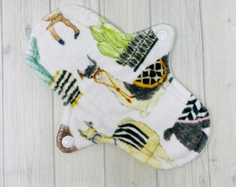 8 inch Heavy Reusable Cloth Pad, Minky Pad, Sanitary Pad, Washable Pad, Period Pad, Zorb Pad, Postpartum Pad, Eco Friendly, Llama, Cactus