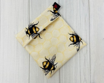 Mini Wet Bag, Cloth Pad Bag, Panty Liner Bag, Sanitary Pad Wrapper, Pad Holder, Small Bag, Waterproof PUL, Bee Bag, Bee Gifts, 3 inch bag